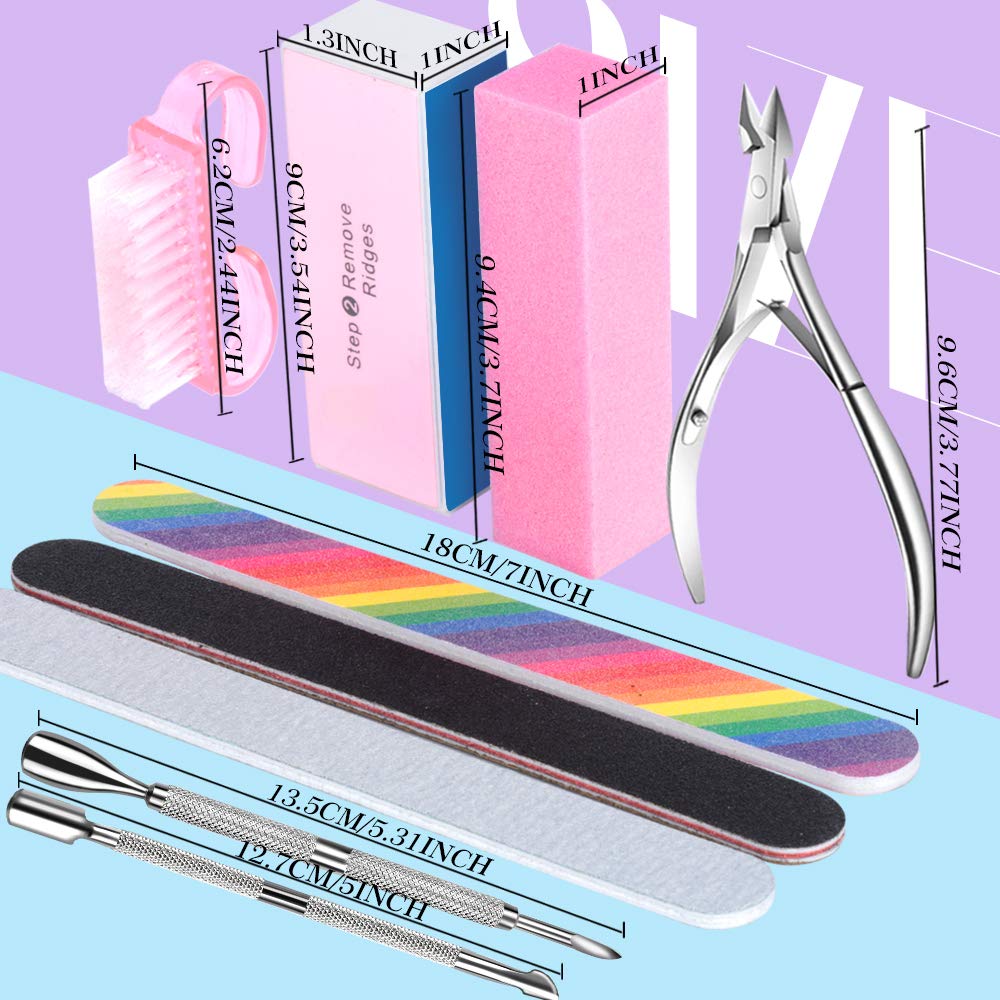 Nail File and Buffer- 3pcs Double Sided Nail File, Rectangular Nail Buffer, Buffer Block Sponge Polished, Nail Brush, Come with Cuticle Nipper and Pusher, Perfect Manicure Tool Kit for Shiny Nail - Image 2